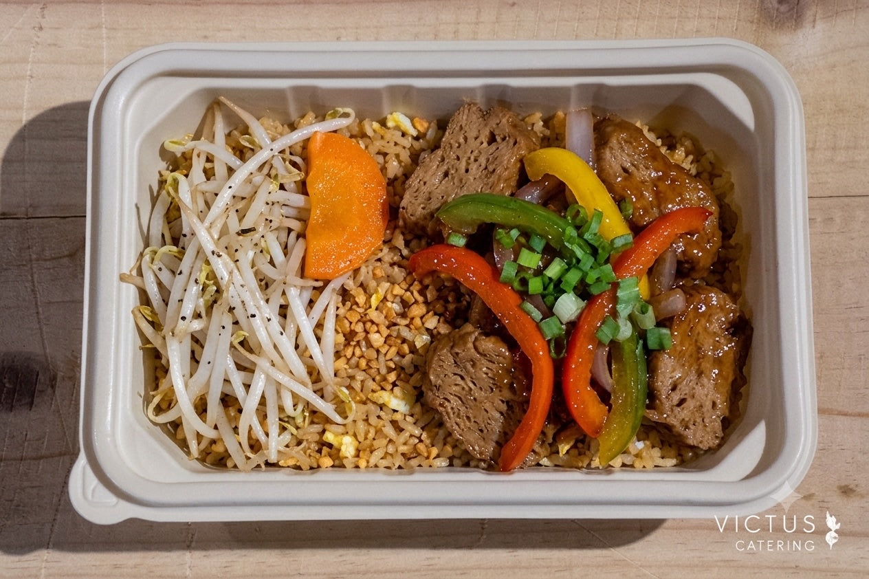 Sunday 13: Plant Based Sweet and Sour, Garlic Fried Rice, Glazed Beansprouts